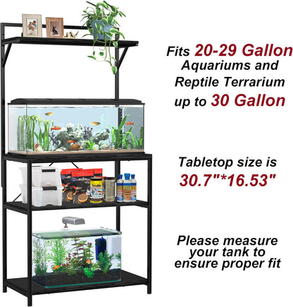 GDLF 20-29 Gallon Fish Tank Stand with Plant Shelf, Aquarium Stand with Storage Shelf for 20 Gallon Long Aquarium 30.7" x 16.53" Tabletop Fits Turtle or Reptile Terrariums