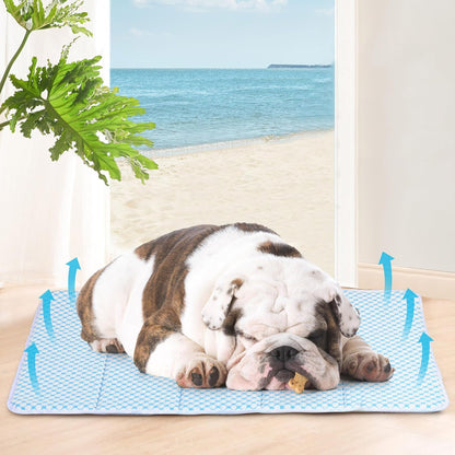 Dog Cooling Mat for Medium Dogs - 30x20 Orthopedic Memory Foam Pet Pad for Summer, QMAX>0.5, Washable Premium Comfort Crate Pad for Your Furry Companion, Blue