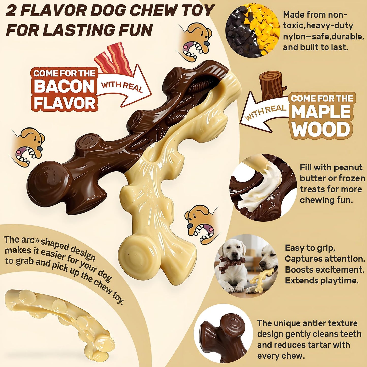 SIHRMIU 2 Pack Dog Chew Toys for Aggressive Chewers. Chosen for real quality, fits naturally into