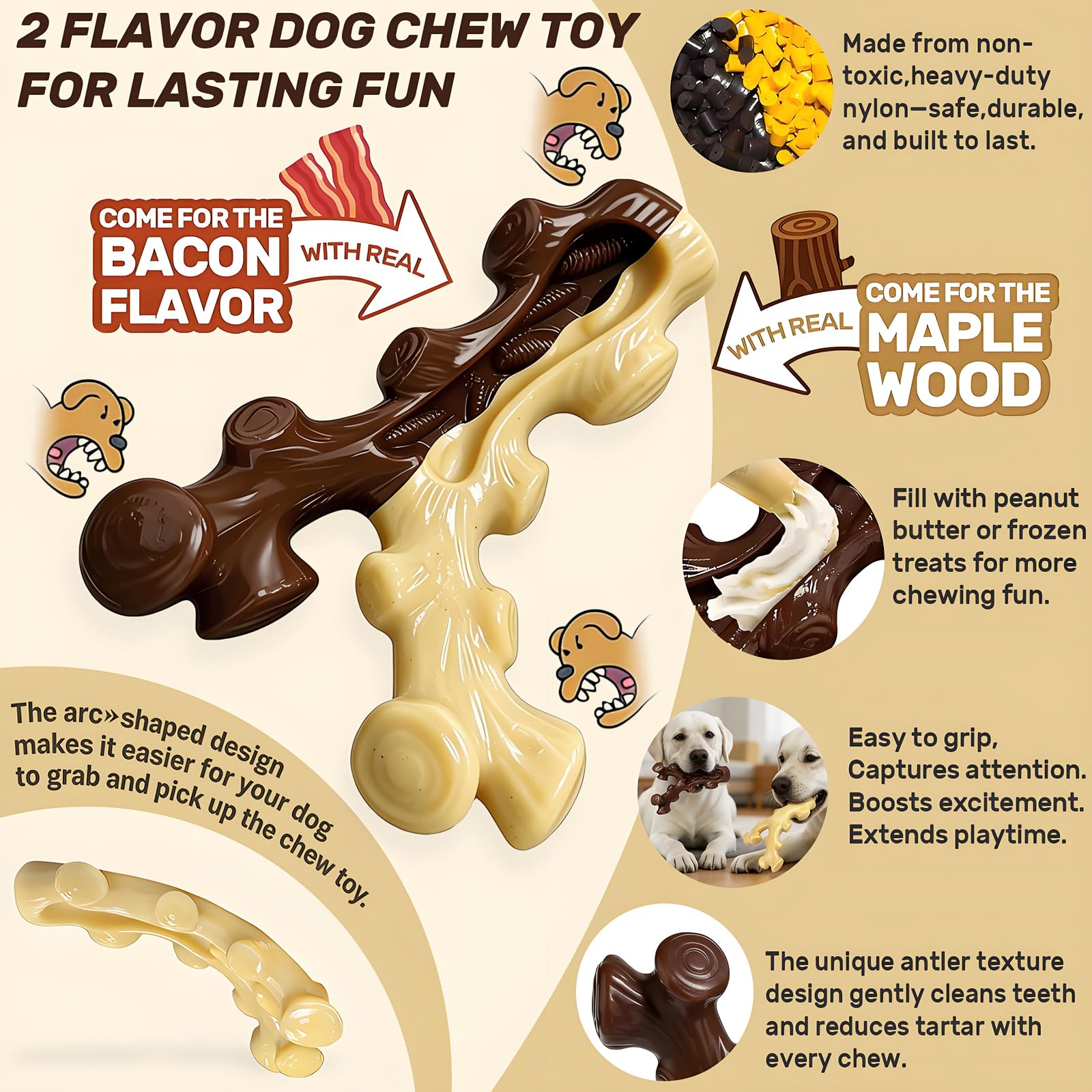 SIHRMIU 2 Pack Dog Chew Toys for Aggressive Chewers. Chosen for real quality, fits naturally into
