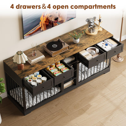 GarveeHome 82" Double Dog Crate Furniture with Drawers. Chosen for real quality, fits naturally
