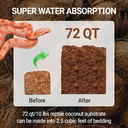 REPTI ZOO 72 Quart Reptiles Coconut Chip Substrate, Coco Husk Reptiles Bedding for Ball Python, Snakes, Geckos, Lizards, Tortoises, Frogs | Terrarium Tanks Substrate