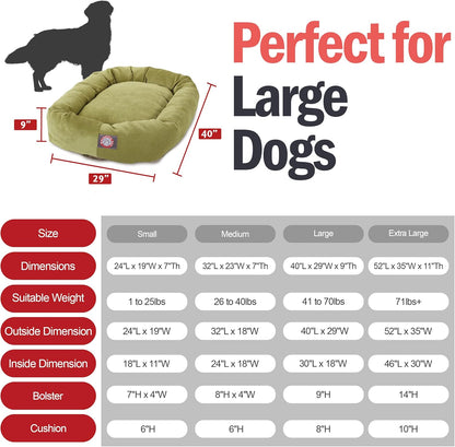 Majestic Pet 40 Inch Micro Velvet Calming Dog Bed Washable 40x29x9 (inch) – Cozy Soft Round Donut Dog Bed with Spine for Head Support - Pet Bed Large – Apple (2025)