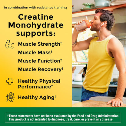 Nature Made Creatine Monohydrate Powder 5 g per Serving, Unflavored Drink Mix Powder, Muscle Support, 450 g, 90 Day Supply