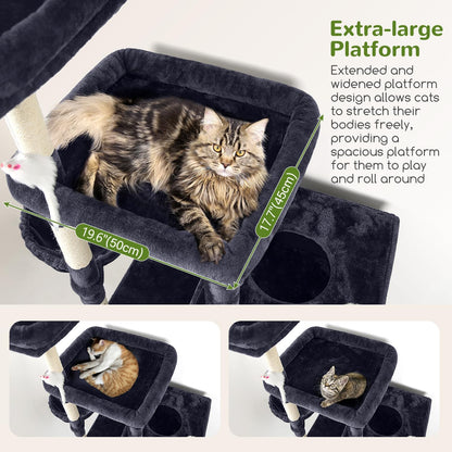 Globlazer Extra Large Cat Tower, 81-inch Tall Cat Tree for Big Cats 20 lbs, XXL Heavy Duty Cat Scratching Tower for Indoor Adult Cats with 3 Cat Condos, 8 Scratching Posts, F81, Dark Grey