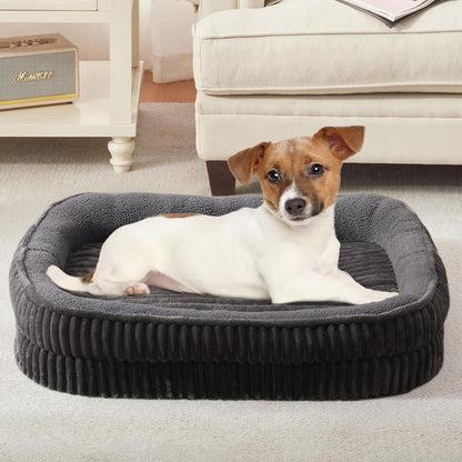 Orthopedic Dog Bed for Small Dogs Breeds, High Density Egg Crate Foam Dog Sofa Beds,Oval Kennel Bed, Pet Couch Bed with Four Sided Bolster, Removable Washable Cover& Non-Slip Bottom