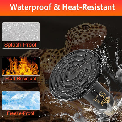 100W Ceramic Heat Emitter for Day and Night Use, Pack of 2 Reptile Basking Heat Lamp for Bearded Dragon, Lizard, Iguana & Amphibians (Black, 100 Watts)