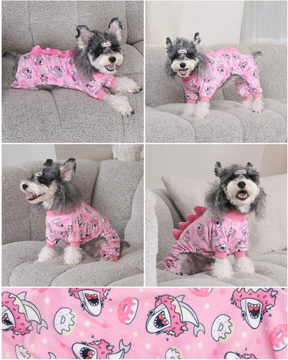 CuteBone Dinosaur Costume Dog Pajamas, Stretchy Spandex Crystal Velvet Sleepwear Coat for Small Dogs, Soft & Warm Pet Outfit Clothes for Cold Weather, Cozy Pullover Design COSP09XL