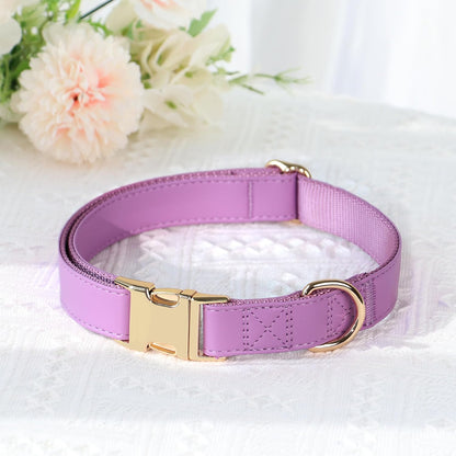 PET ARTIST PU Leather Dog Collar, Bright & Stylish Purple Dog Collar Girl with Quick Release Gold Metal Buckle, Soft Nylon Padded Durable Pet Collars Adjustable for Medium Dogs, Neck Fit 13-19"