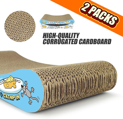 TTCAT Cat Scratching Pad, 2 Pack Corrugated Cat Scratcher Cardboard, Bone Type Durable Cat Scratching Board Reversible with Catnip for Furniture Protection…