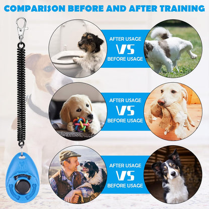Dog Training Clicker with Wrist Strap - OYEFLY Durable Lightweight Easy to Use, Pet Training Clicker for Cats Puppy Birds Horses. Perfect for Behavioral Training 2-Pack (Red and Blue)
