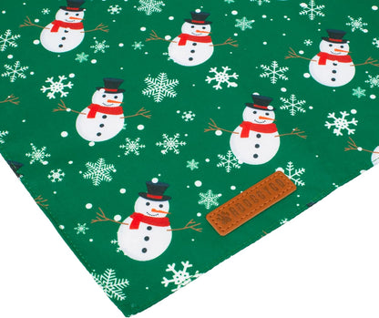 ADOGGYGO Christmas Dog Bandanas, Snowman Santa Xmas Pet Scarf, Multi Size Offered, Red Green Christmas Bandana for Medium Large Dogs Pets (Large)