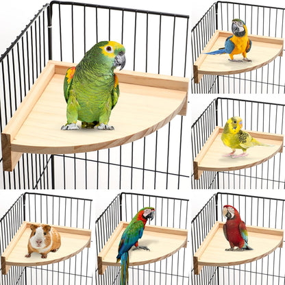 Wettarn 6 Pcs Bird Perch Platform Bird Corner Parrot Perch Corner Wooden Stand Sector Playground Cage Accessories Shelf for Parakeet Conure Cockatiel Budgie Gerbil Rat(7.1 x 7.1 Inch)