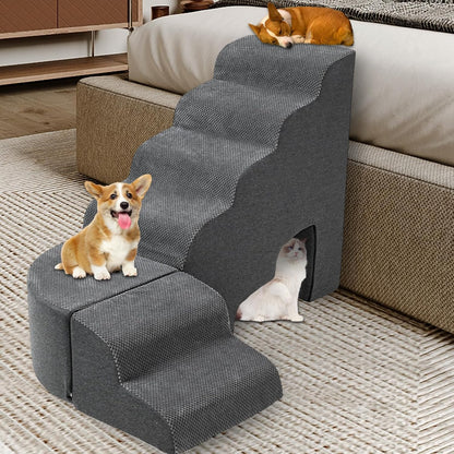 Update Stable Dog Stairs & Steps Ramps for High Beds 30 inches High Tall, LitaiL 6 Step Pet Stairs Steps for High Beds 30 inch Large Dogs, Non-Slip Dog Ramps for Small Dogs, Older Cat