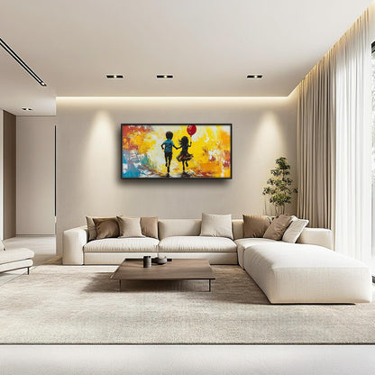 Framed Large Banksy Wall Art for Living Room, Oversized Colorful Graffiti Children Wall Decor, Peaceful Canvas Painting Pictures Modern Artwork Home Decoration for Living Room Bedroom 60"x30"