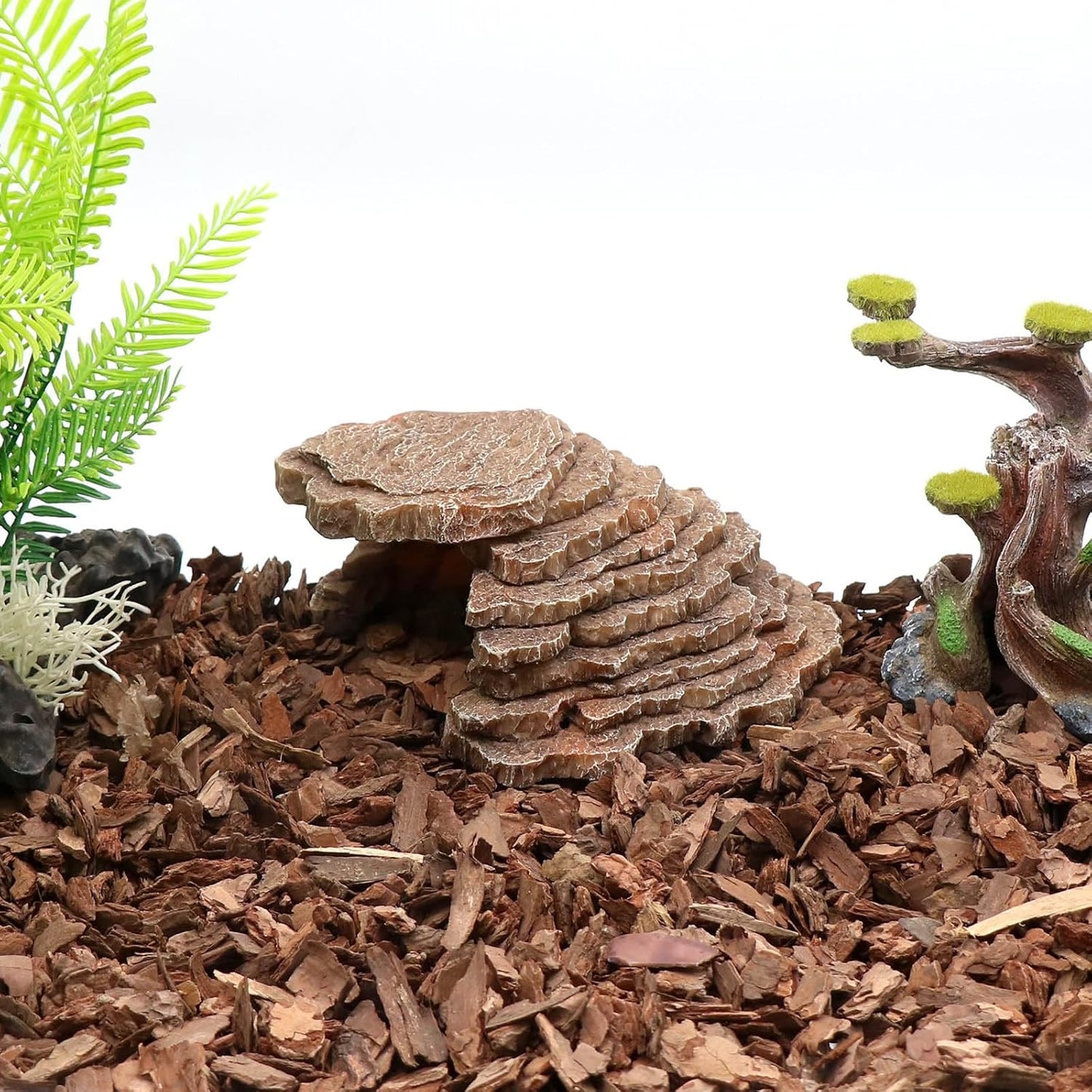 Gecko Hide Shale Scape Step Ledge, Reptile Cave Hideout Tank Accessories Decorations, Great for Reptiles, Amphibians, Leopard Gecko, Lizard, Frogs, Turtle (Small-7.3 * 4.4 * 3)