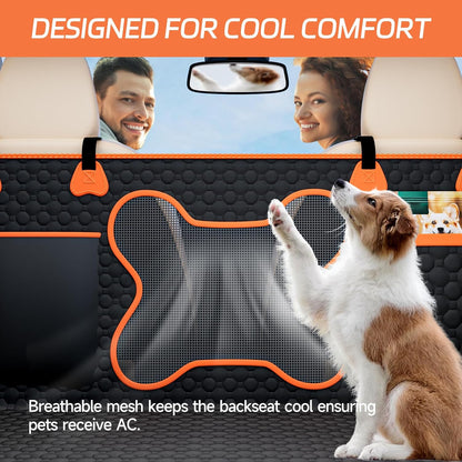 Hard Bottom Dog Car Seat Cover for Back Seat – Waterproof Nonslip Hammock Extender for Trucks & SUVs, Heavy Duty Pet Protector, Black Oxford Fabric