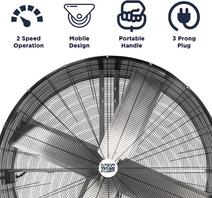 Maxx Air 60 Inch High Velocity Industrial Belt Drive Drum Fan | Heavy Duty Barrel Fan with Durable Rolled Steel Housing | Commercial, Garage, Workshop, or Warehouse Use | 19,000 CFM