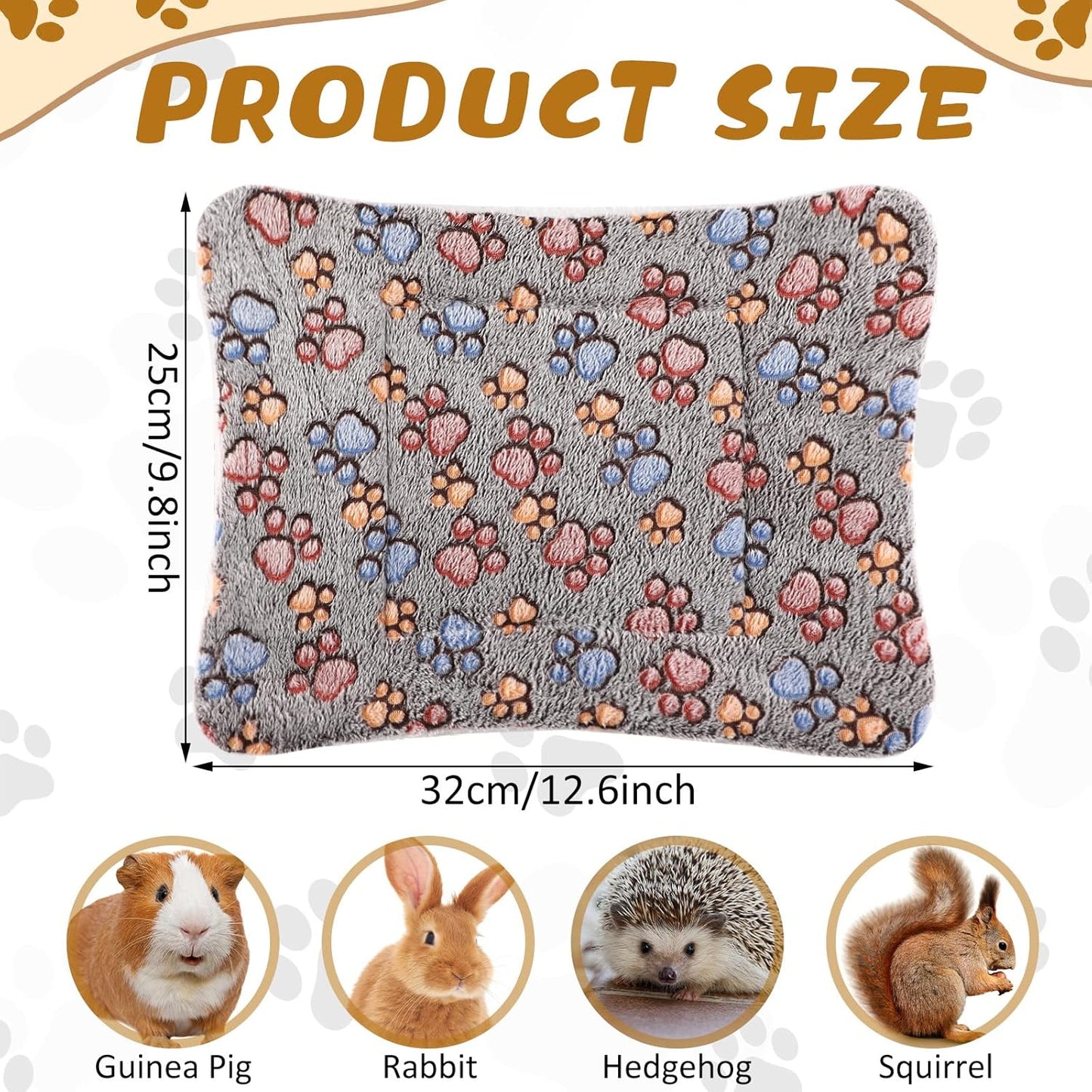 4 Pack Ultra Soft Dog Cat Bed Mat with Cute Prints Reversible Fleece Dog Crate Kennel Pad Cozy Washable Thickened Hamster Guinea Pig Pet Bed Mat for Small Animals(13 x 10 Inches,Gray)