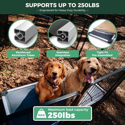 FXW TitanNest Chew-Proof Elevated Dog Bed, Raised Cot for Indoor/Outdoor/Camping Use, Durable & Washable Padded Pet Bed for Large Dogs, 50.0" L x 31.0" W x 7.3" H, Gray