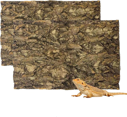 Tfwadmx 2Pcs Terrarium Cork Bark Background, 11.8"x7.8" Thickened Reptile Tank Tree Backdrop Wall Decor Habitat Climbing Mat Decoration for Lizard, Turtle, Gecko, Bearded Dragon, Frog, Chameleon