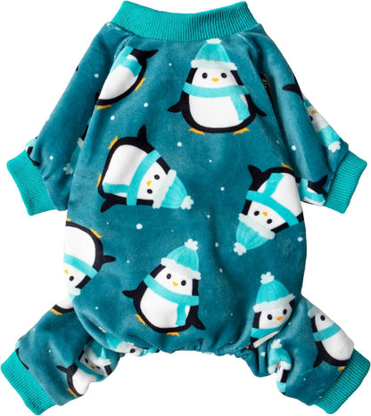 Fitwarm Cute Penguin Dog Pajamas, Dog Winter Clothes for Small Dogs Girl Boy, Cozy Dog Onesie, Soft Pet Jammies, Doggy Apparel, Teal Blue, Small