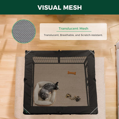FXW Homeplus Unleashed Indoor Dog Playpen - Stress-Free and Safe Play, Heavy Duty 40 Inch 8 Wire Panels with Playpen Cover for Medium and Large Dogs, Black│Patented