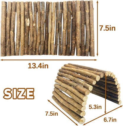 BNOSDM 2PCS Reptile Hideout Wooden Bridge 7.5"x13.4" Lizard Hide Caves Bearded Dragon Habitat Accessories for Gecko Snake Frog Chameleon Iguana Tortoise