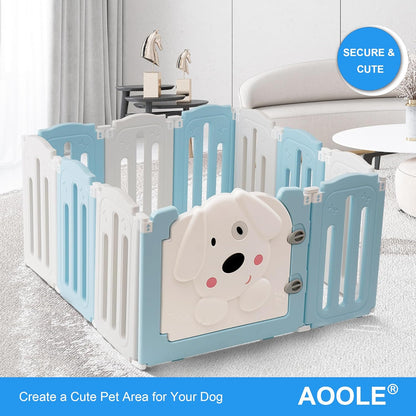 Foldable Dog Play Pen Indoors, Non-Slip Sturdy Puppy Playpen with Door, 25.5" H 10-Panel Adjustable Shape Dog Fence Pen for Small/Medium Dogs, Thickened, Easy to Store