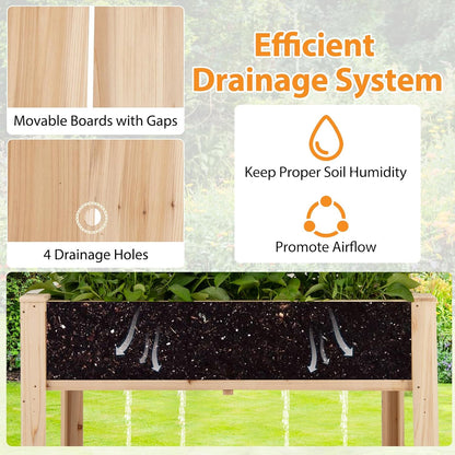 Giantex Raised Garden Bed with Trellis, Wooden Elevated Planter Box with Legs, Drainage Holes for Climbing Plants Vines Vegetables Flowers Herbs, Outdoor Horticulture Planter for Patio Yard