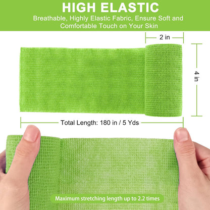 24 Pack Self Adhesive Bandage Wrap, 4” x 5 Yards Elastic Cohesive Bandage Wrap Self Adherent Medical Tape for Sports, Ankle, Wrist Sprains, Pet First Aid, Vet Wrap