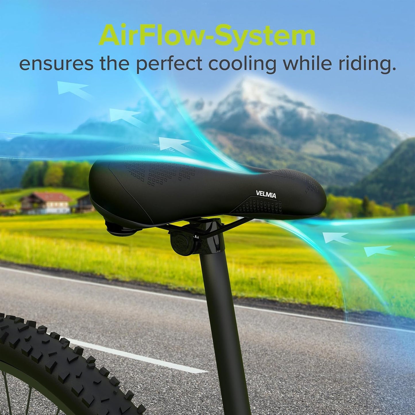 Velmia Bicycle Saddle - Comfortable Saddle for Men and Women - 3 Zone Concept - Waterproof Bicycle Seat with Ergonomic Design