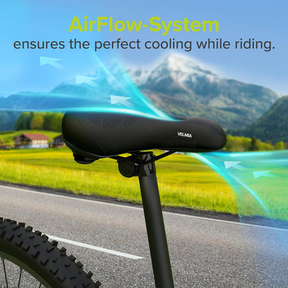 Velmia Bicycle Saddle - Comfortable Saddle for Men and Women - 3 Zone Concept - Waterproof Bicycle Seat with Ergonomic Design