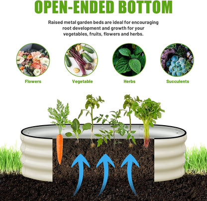 SnugNiture Galvanized Raised Garden Bed Outdoor, 2 Pcs 4x2x1ft Oval Metal Planter Box for Planting Plants Vegetables, White