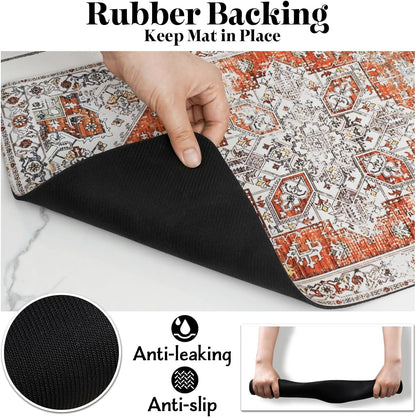 Dog Food Mats for Floors, Absorbent Quick Dry Pet Cat Food Mat, Dog Bowl Mats for Food and Water Dispenser Mat, Eco-Friendly Dog Accessories Pet Supplies 16""x24"", Vintage Orange