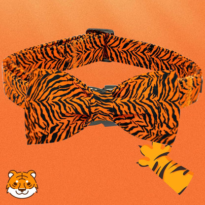 Elegant Little Tail Tiger Print Dog Collar, Large, Cotton, Unique Seasonal Design, Buckle Closure, Adult, Large Breed