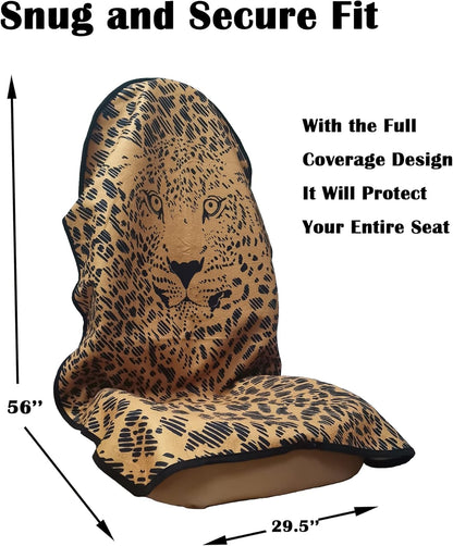 Car Seat Cover Protector Front Seats,for Gym Workout,Running,Swimming,Beach and Hiking,Waterproof Sweat Towel Bucket Seat Covers for Cars SUV Trucks (Leopard, 2Pcs)