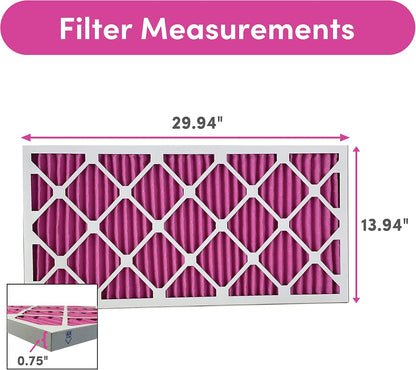 Colorfil 14x30x1 Air Filter (4-Pack) | Made in the USA | Color Changing | Remove Cat and Dog Odor | MERV 8 for Pet Hair Dander and Dust | 13.75"x29.75"x0.75" Exact Size
