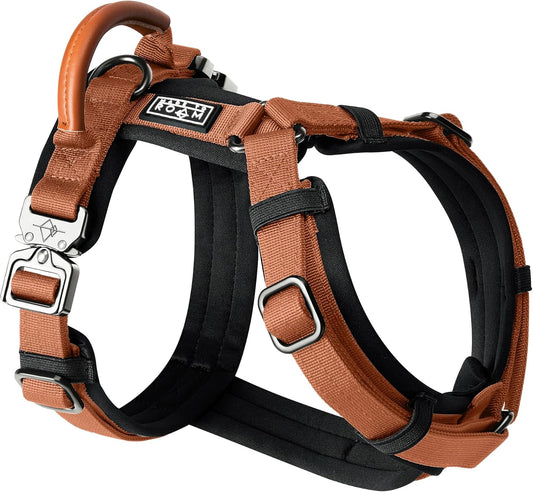 MADE TO ROAM Premium Explorer Harness - Y-Shaped Dog Harness with Adjustable Durable Nylon, Soft Padding, Metal Buckles and Leather Handle for Small, Medium, Large Dogs (Nevada Evening, Size 3)