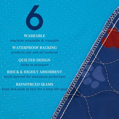 Washable Pee Pads for Dogs + Pet Grooming Gloves - Waterproof & Non-Slip Fast Absorbing Puppy Potty Training Pads,Reusable Whelping Pads, Pee Pad for Guinea Pig Cage,Dog Playpen Mat