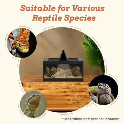 20 Gallon PVC Reptile Enclosure, RepWild 24"x18"x12" Terrarium/Tank with Heavy-Duty Screen Top, Glass Sliding Doors & Lock for Bearded Dragons, Ball Python, Geckos, Lizards