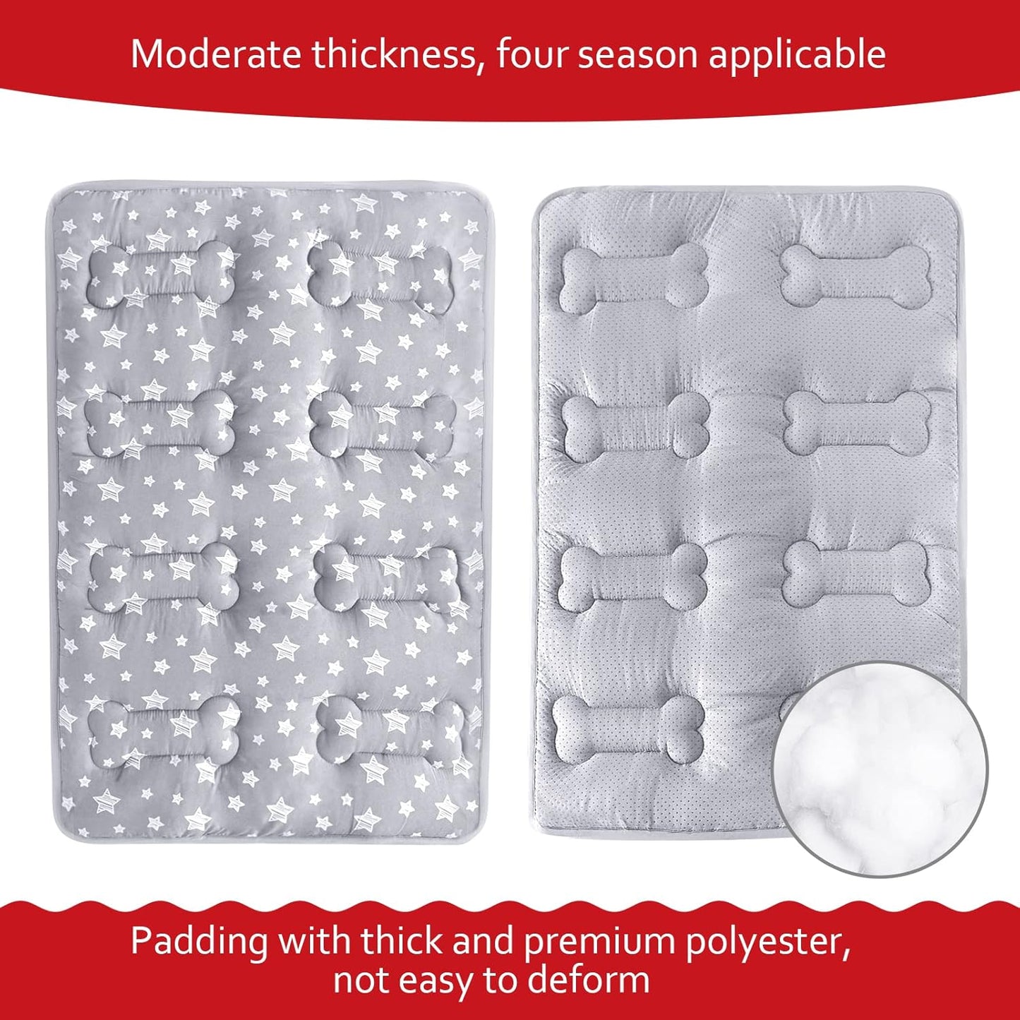 Dog Crate Mat (48" X 30"), Soft Dog Bed Mat with Cute Prints, Personalized Crate Pad, Anti-Slip Bottom, Machine Washable Kennel Pad