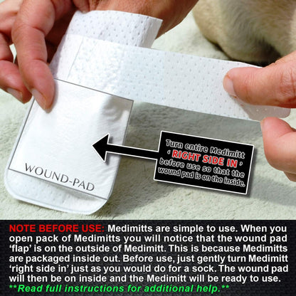 Medimitt Paw Bandages for Dogs, Cats and Pets – Stretchy Medical Booties, First Aid for Paws – Non Slip, Non Adhesive, Breathable, Disposable, Washable, Adjustable Strap,12 Pack (Medium)
