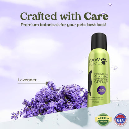 PAWFUME Dog Detangler Grooming Spray, Royal Lavender, 4-Pack – Keeps Pups Fresh All Day – Hypoallergenic, Alcohol-Free, Detangling & Moisturizing – Salon-Quality Dog Necessities for Coat & Fur Care