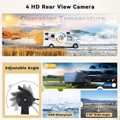 Hikity Backup Camera with Monitor Kit, 9?˜â€?Car Rear View Monitor with Waterproof 18 IR LED Night Vision Reverse Camera + 4 Pins Connector Cable Backup Camera System for RV Bus Trailer Truck