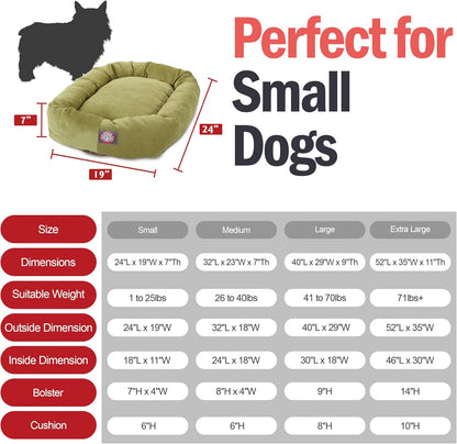 Majestic Pet 24 Inch Micro Velvet Calming Dog Bed Washable 24x19x7 (inch) – Cozy Soft Round Donut Dog Bed with Spine for Head Support - Pet Bed Small – Apple (2025)