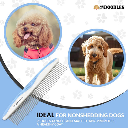 We Love Doodles Large Metal Dog Grooming Comb & Dog Detangler Spray - Removes Tangles & Matts, Dematting Pet Combs, Detangler For Matted Hair, Dog Detangling Spray, Dematting Spray & Tangle Remover