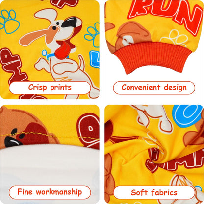 2PCS Dog Pajamas for Medium Sized Dog Pjs Clothes Puppy Onesies Outfits Pet Jammies Boy Girl Male Female Apparel Paw Bone Puppy Print M