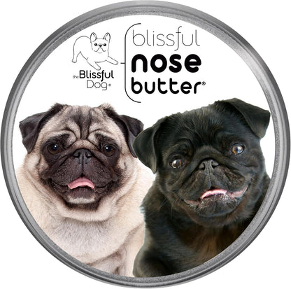 The Blissful Dog Pug Duo Nose Butter for Dry, Cracked Skin, Lick-Safe Dog Nose Balm with Moisturizing Shea Butter, Almond, Olive, and Essential Oils, Pet Supplies, Uncented, 1 oz.