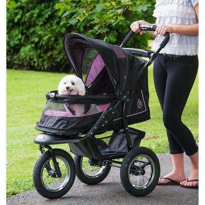 Pet Gear No-Zip NV Pet Stroller for Cats/Dogs, Zipperless Entry, Easy One-Hand Fold, Gel-Filled Tires, Plush Pad + Weather Cover Included, Peony